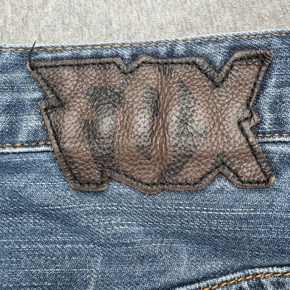 Fox Denim Duster Jeans Mens 31 Blue Y2K Racing VTG Grunge Relaxed Fit Bootcut - Picture 7 of 16